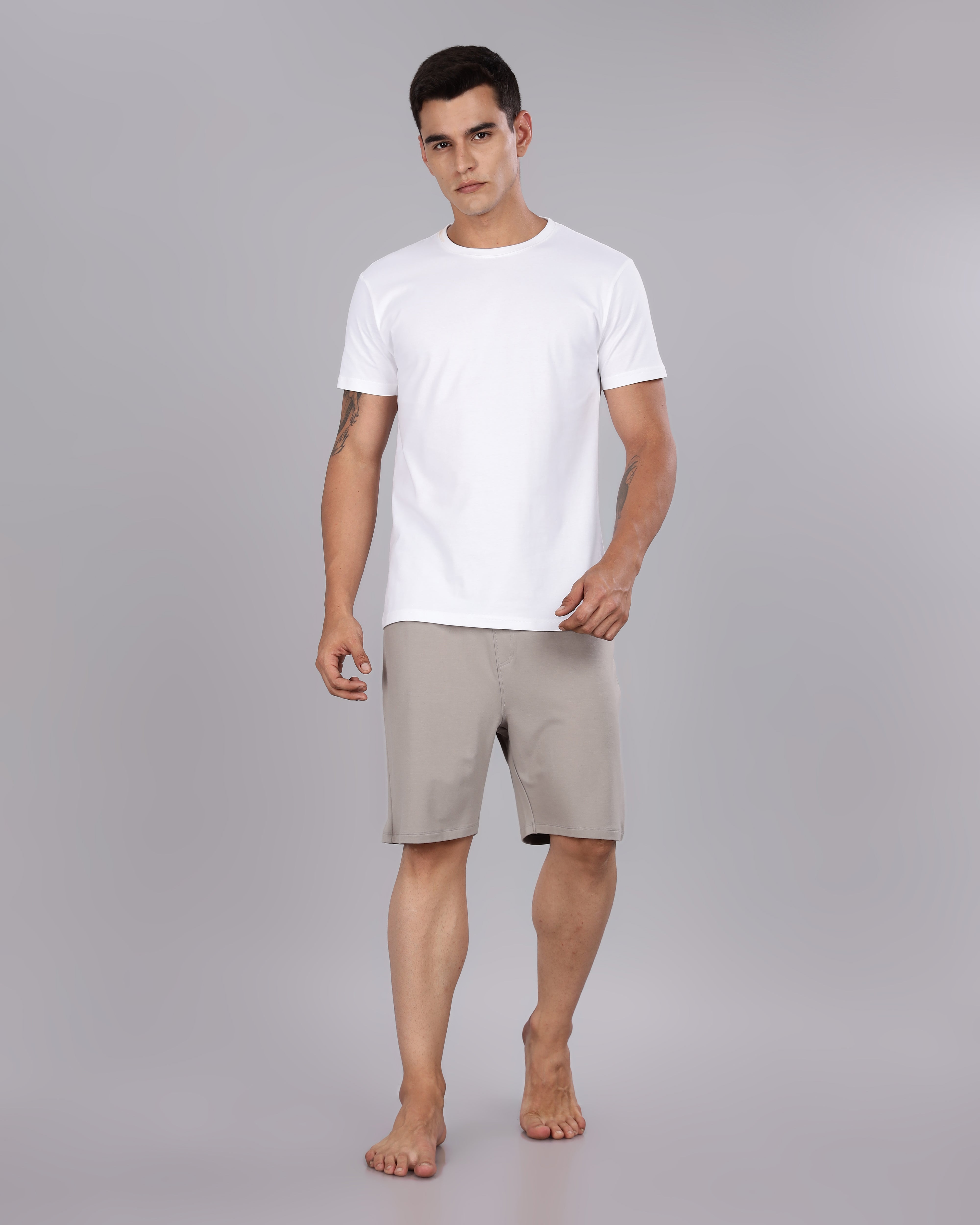 Cotton Tee & Bamboo Shorts  (Grey Mocha)