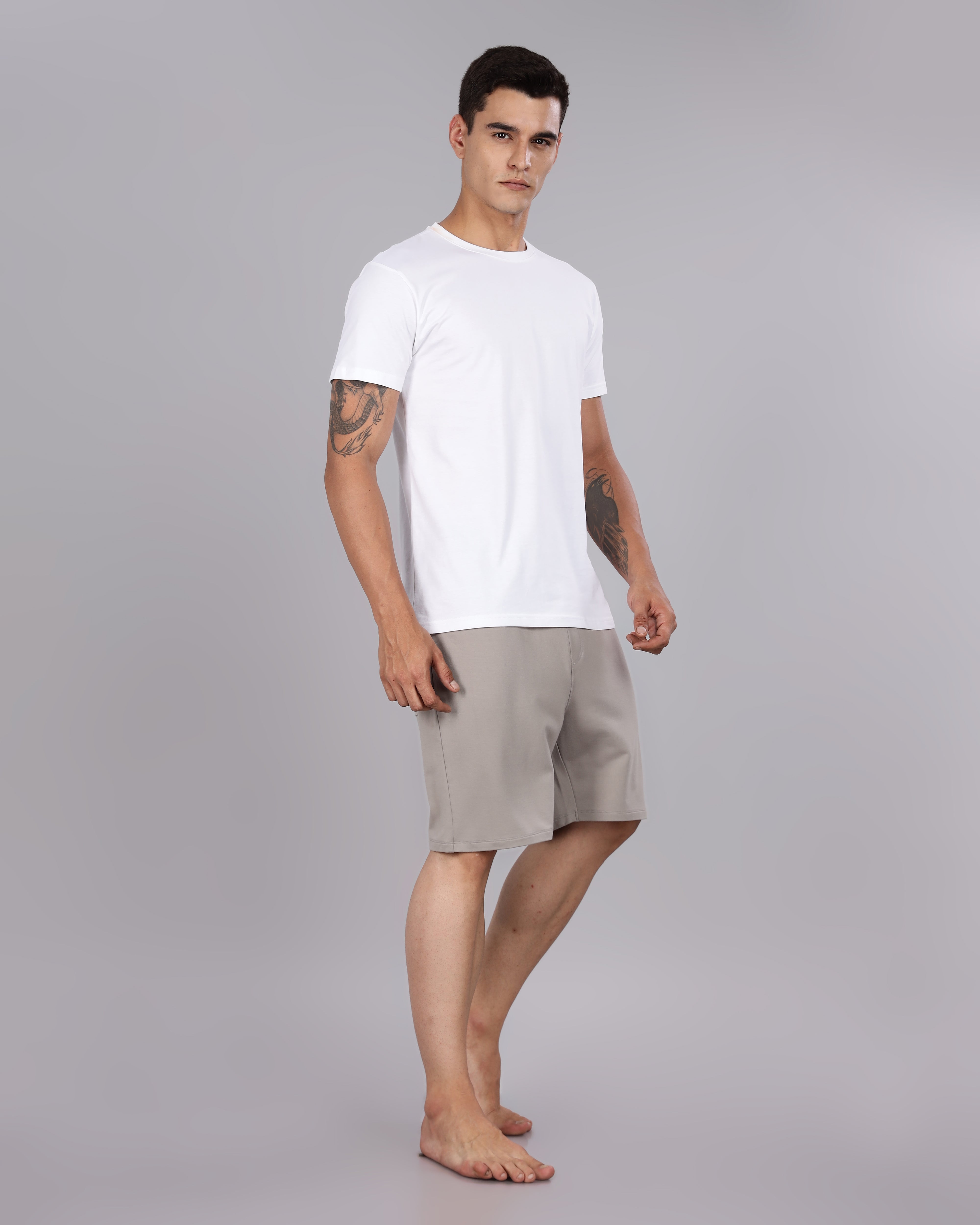 Cotton Tee & Bamboo Shorts  (Grey Mocha)