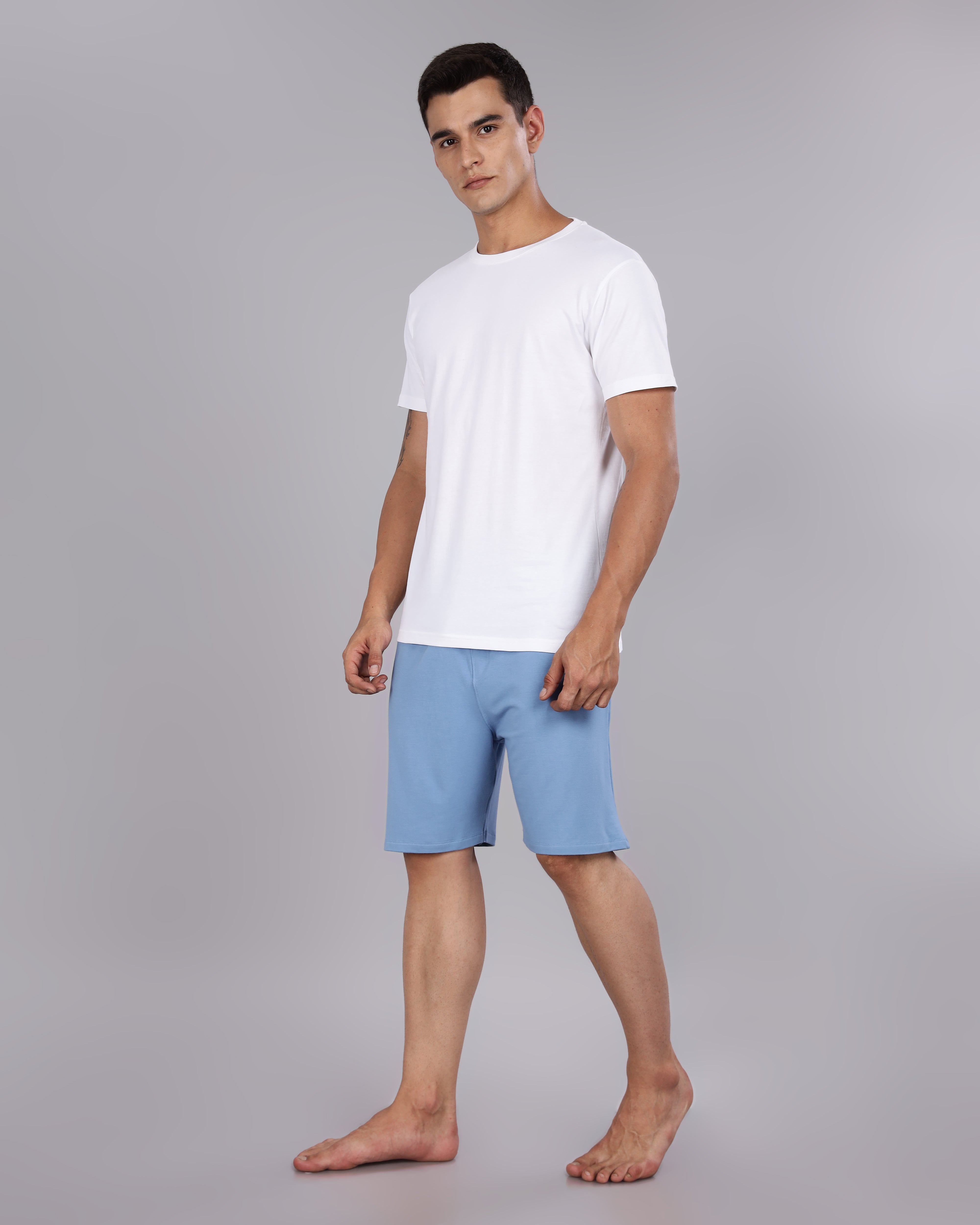 Cotton Tee & Bamboo Shorts  (Ocean Blue)