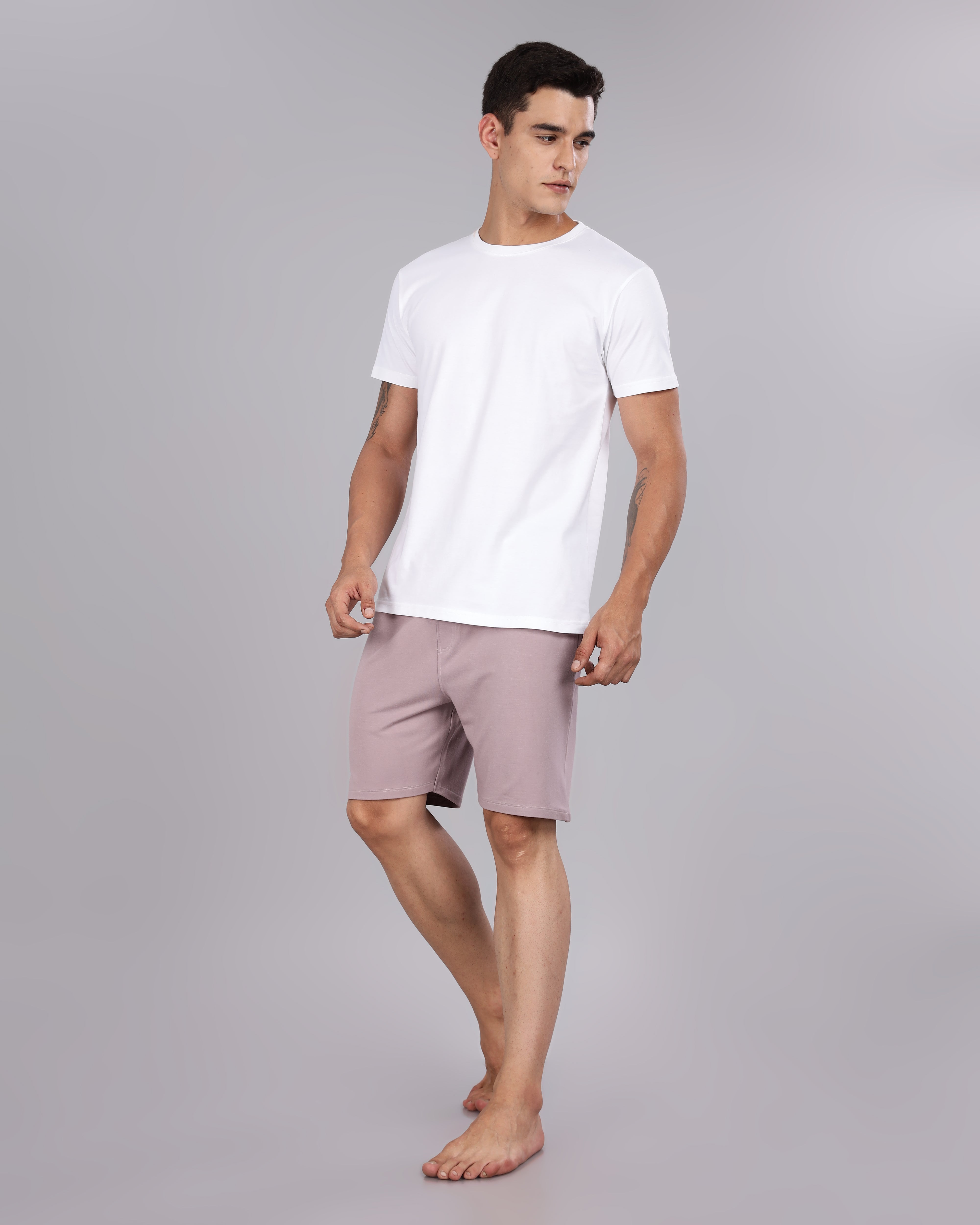 Cotton Tee & Bamboo Shorts  (Sea Fog)