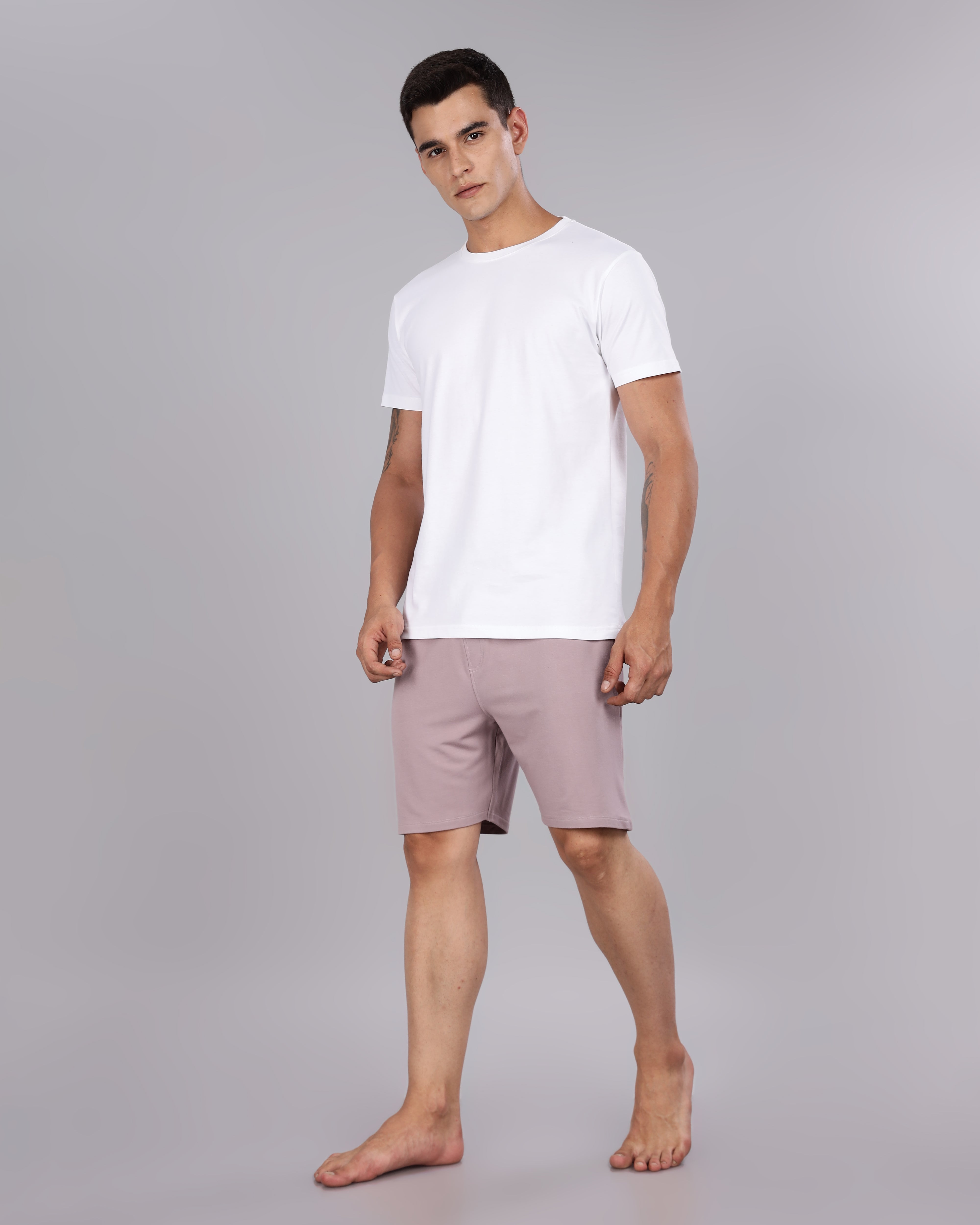 Cotton Tee & Bamboo Shorts  (Sea Fog)