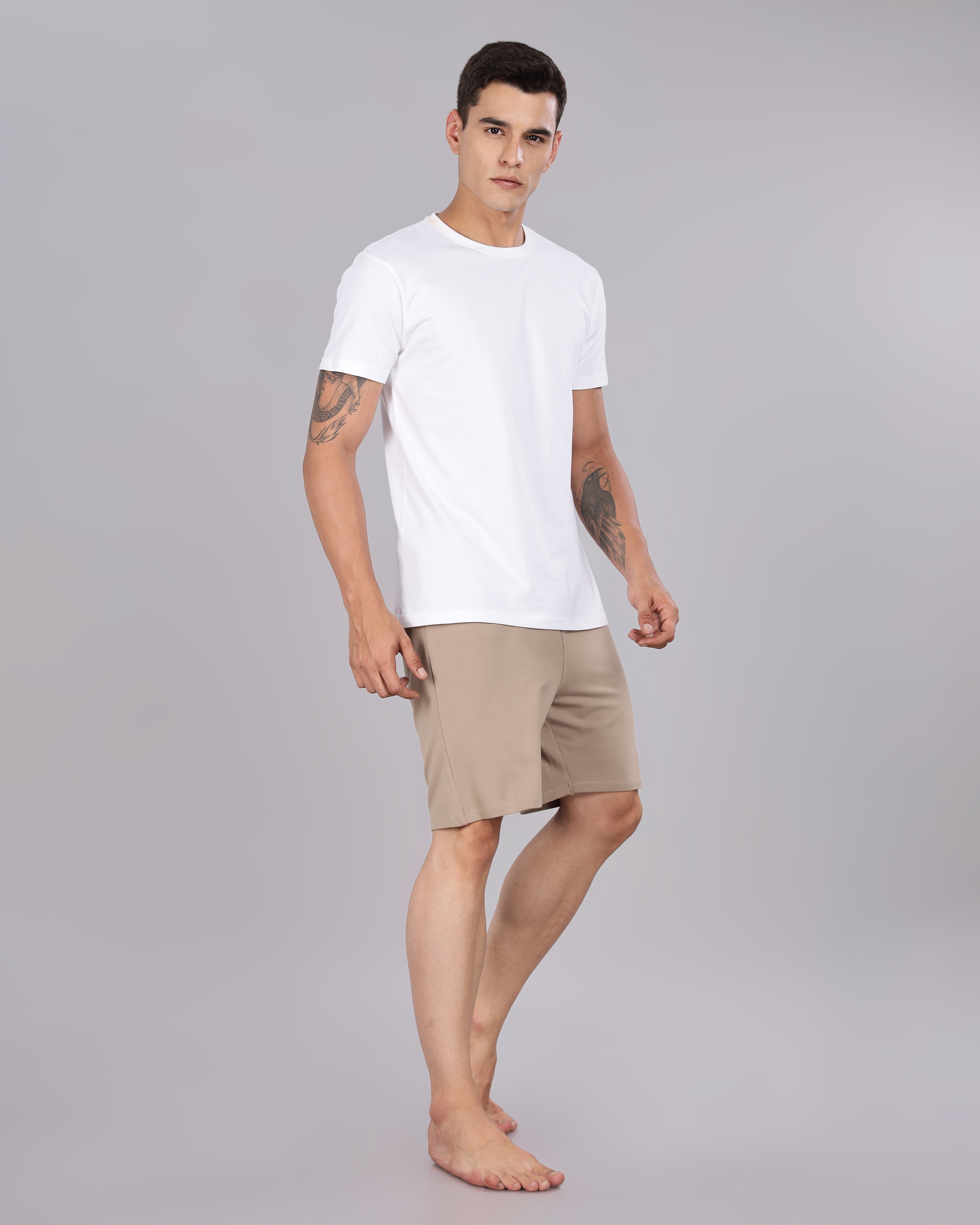 Cotton Tee & Bamboo Shorts  (Walnut)