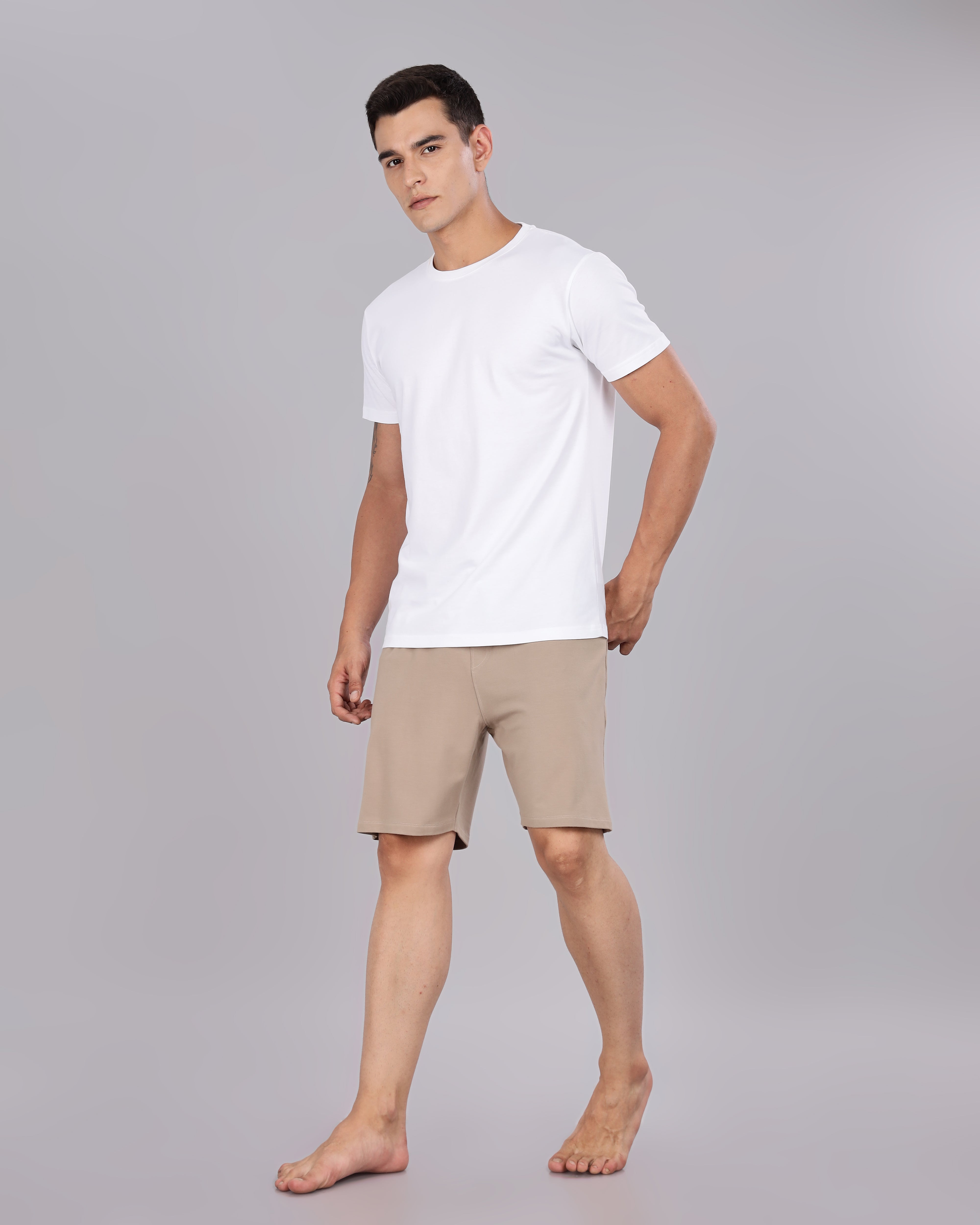 Cotton Tee & Bamboo Shorts  (Walnut)