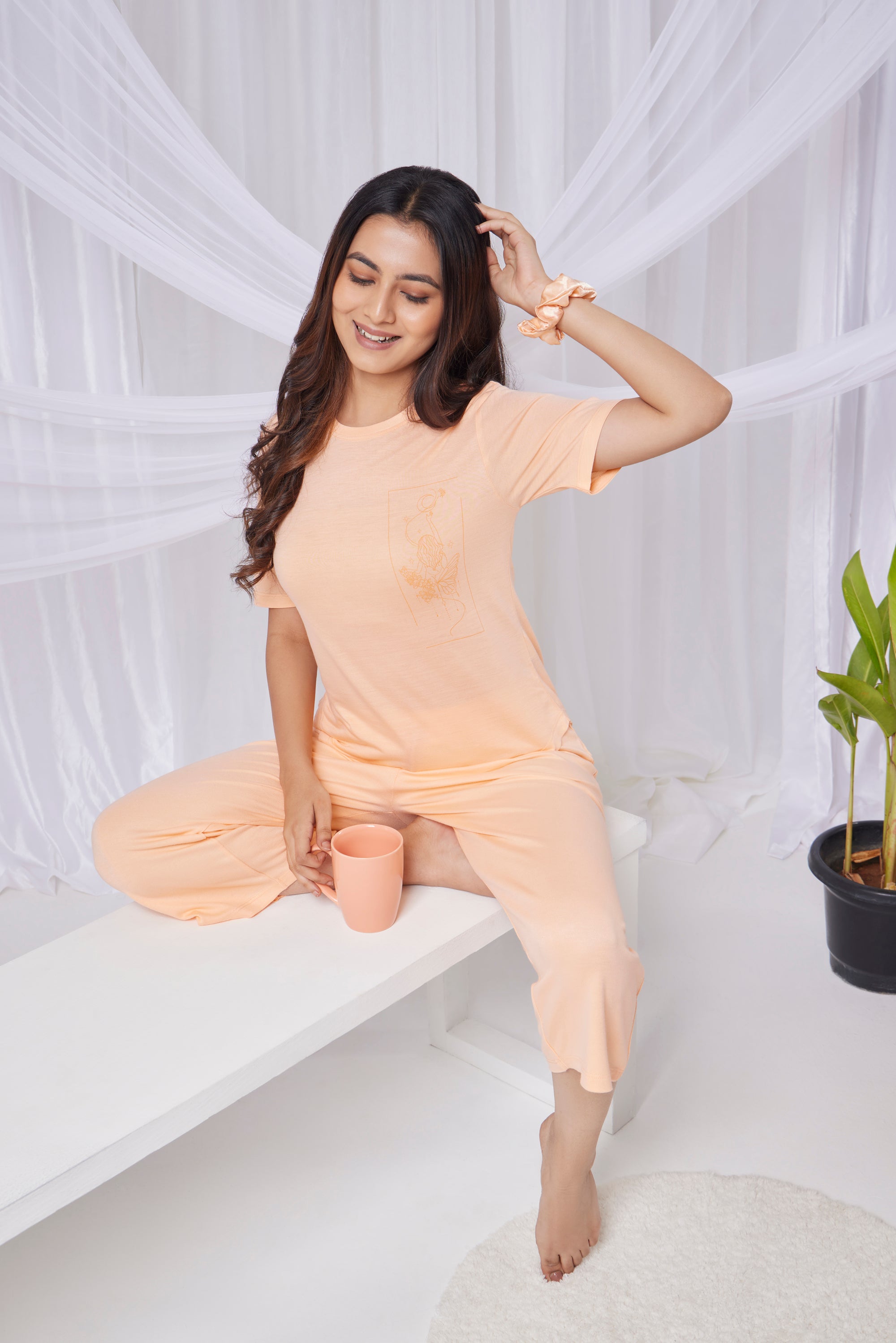 Celeste Bamboo Tee  (Coral Orange)