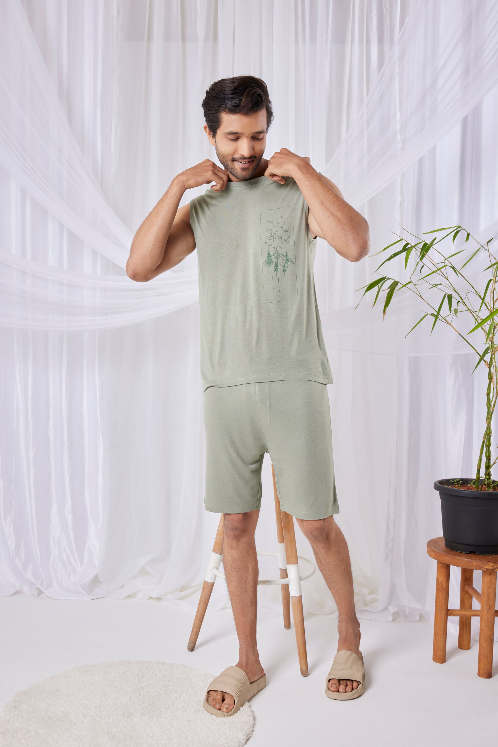 Hushy Bamboo Shorts  (Laurel Green)