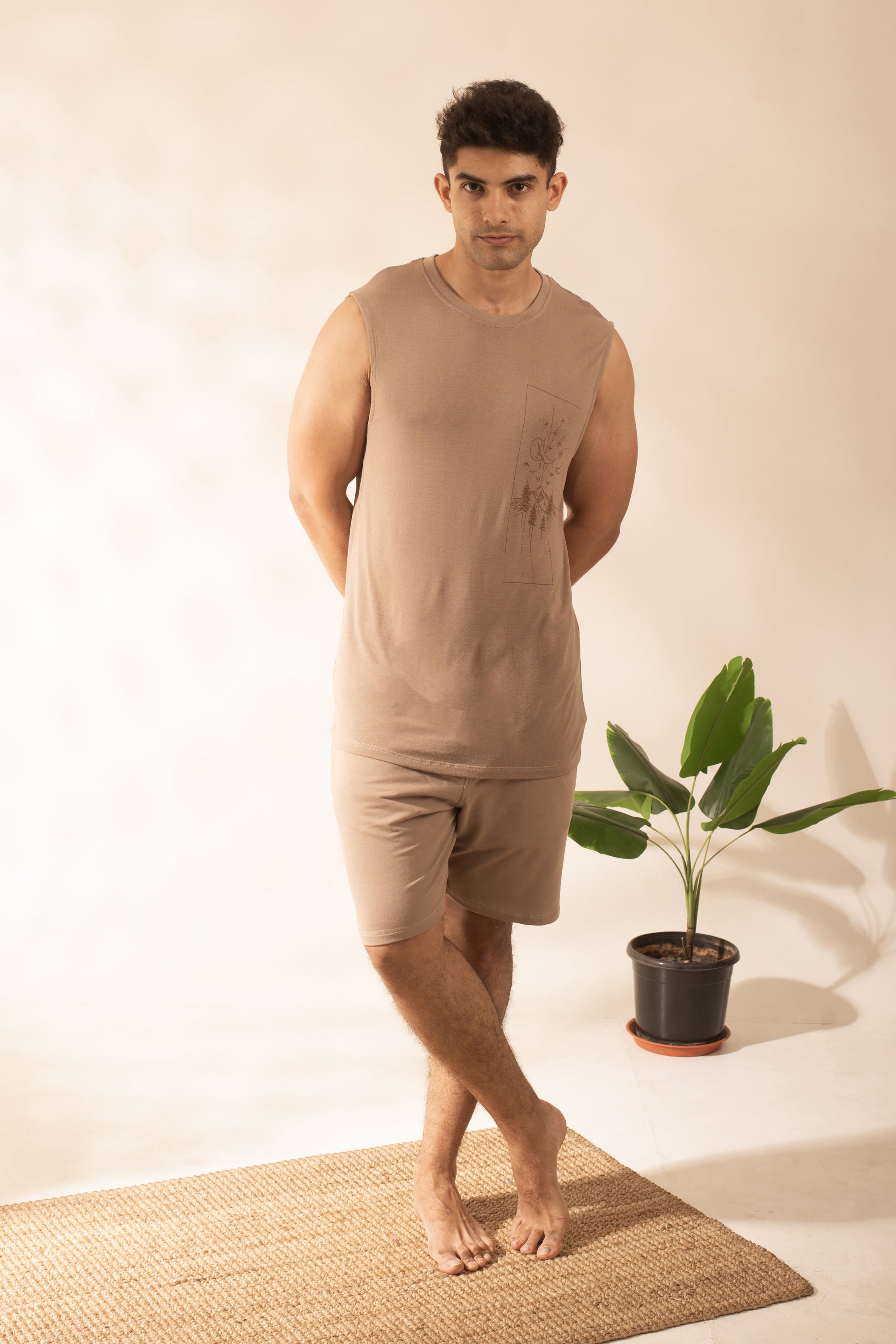 Hushy Bamboo Shorts  (Taupe)