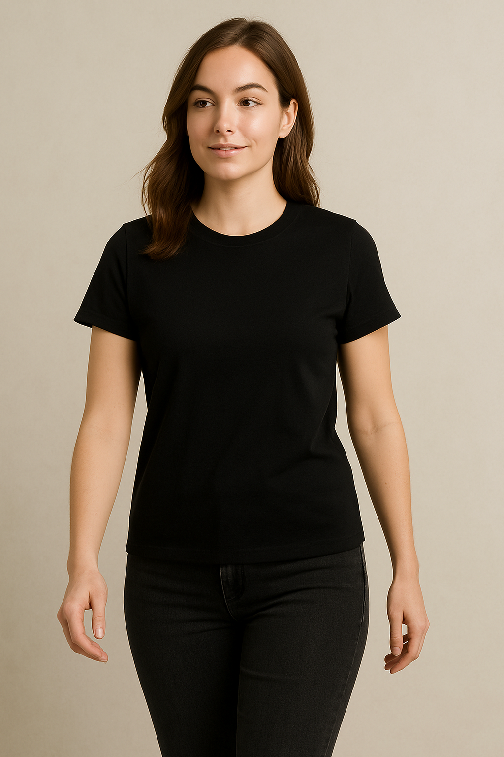 Iris Cotton T-Shirt  (Black)